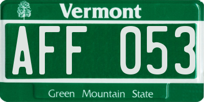 VT license plate AFF053