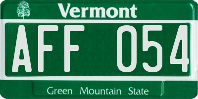 VT license plate AFF054