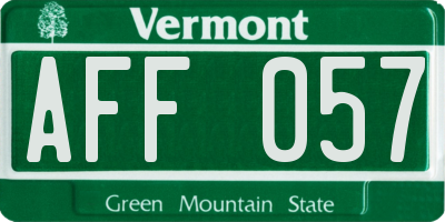 VT license plate AFF057
