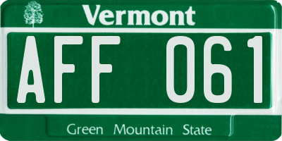 VT license plate AFF061