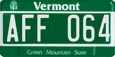 VT license plate AFF064