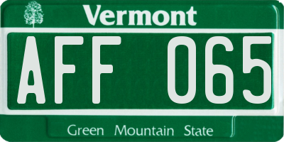 VT license plate AFF065