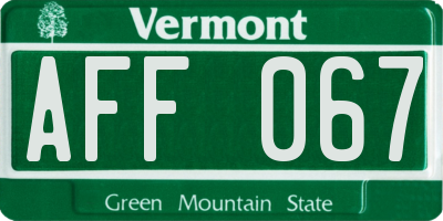 VT license plate AFF067