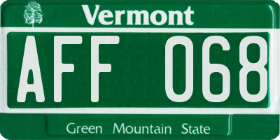 VT license plate AFF068
