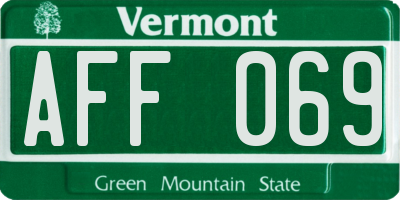 VT license plate AFF069