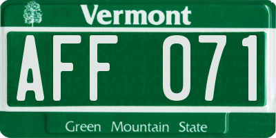 VT license plate AFF071