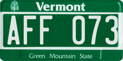VT license plate AFF073