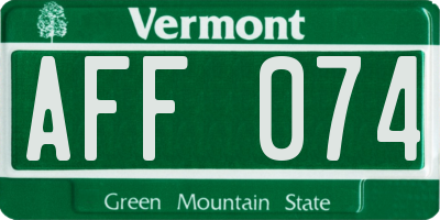 VT license plate AFF074