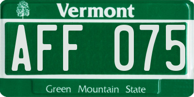 VT license plate AFF075