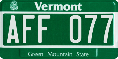 VT license plate AFF077