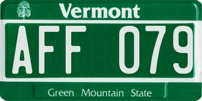 VT license plate AFF079