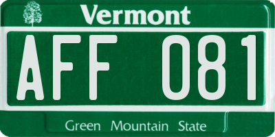 VT license plate AFF081