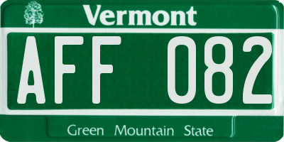 VT license plate AFF082