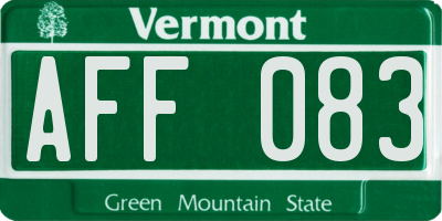 VT license plate AFF083