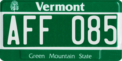 VT license plate AFF085
