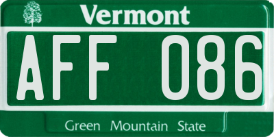 VT license plate AFF086