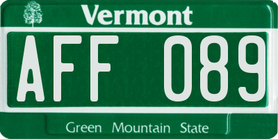VT license plate AFF089