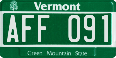 VT license plate AFF091