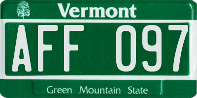 VT license plate AFF097