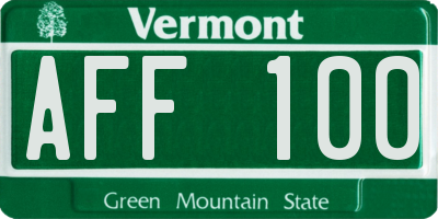 VT license plate AFF100