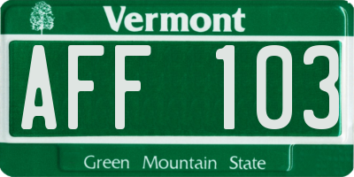 VT license plate AFF103