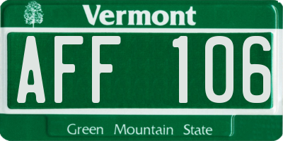 VT license plate AFF106