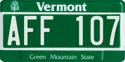 VT license plate AFF107