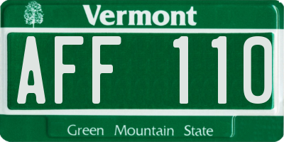 VT license plate AFF110