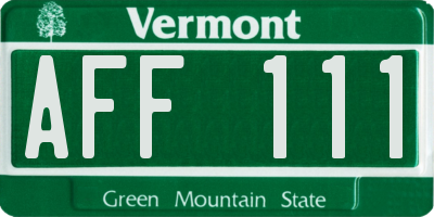 VT license plate AFF111