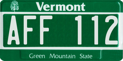 VT license plate AFF112