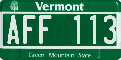 VT license plate AFF113