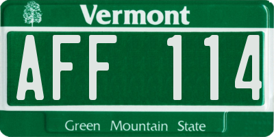VT license plate AFF114