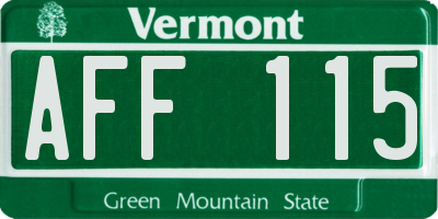 VT license plate AFF115