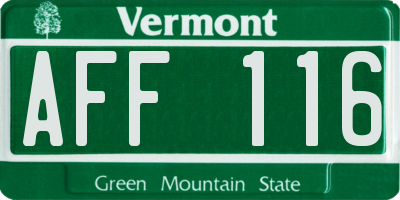 VT license plate AFF116