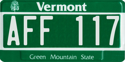 VT license plate AFF117