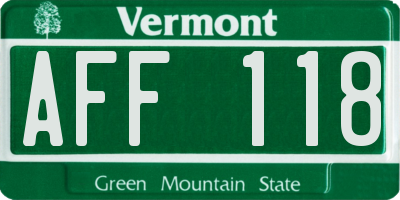 VT license plate AFF118