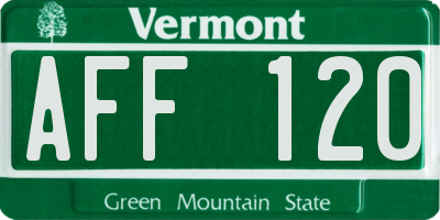 VT license plate AFF120