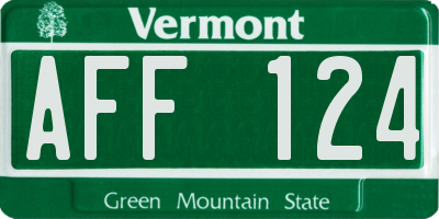 VT license plate AFF124