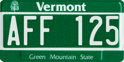 VT license plate AFF125