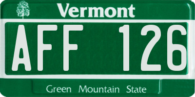 VT license plate AFF126