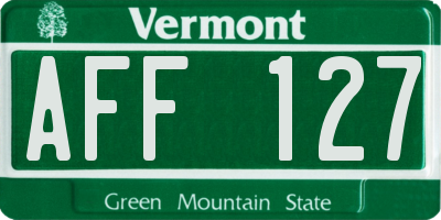 VT license plate AFF127