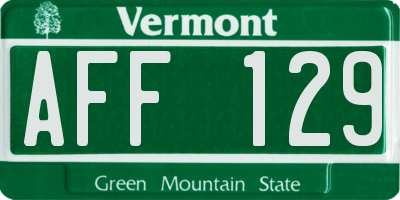 VT license plate AFF129