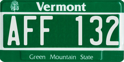 VT license plate AFF132
