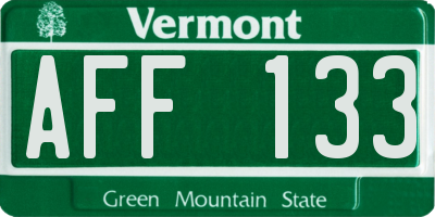 VT license plate AFF133