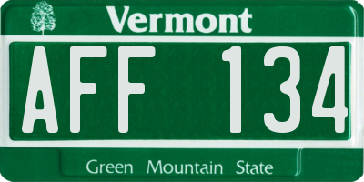 VT license plate AFF134