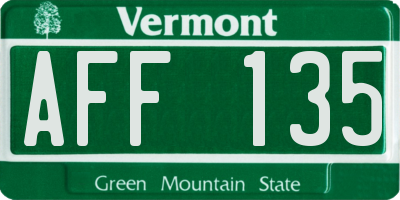 VT license plate AFF135
