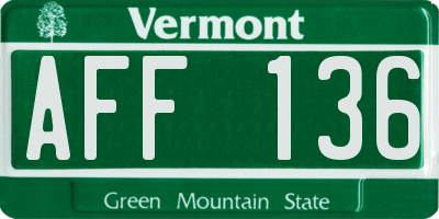VT license plate AFF136