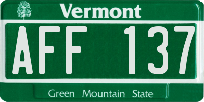 VT license plate AFF137