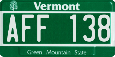 VT license plate AFF138