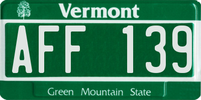 VT license plate AFF139